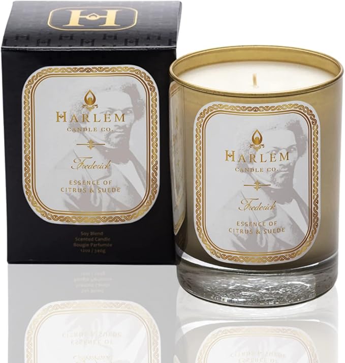 HARLEM CANDLE CO. Frederick - Luxury Scented Soy Candle 11 oz - 80-Hour Burn Time | Bergamot Yuzu Cardamom Suede Sandalwood | Scented Candles for Home