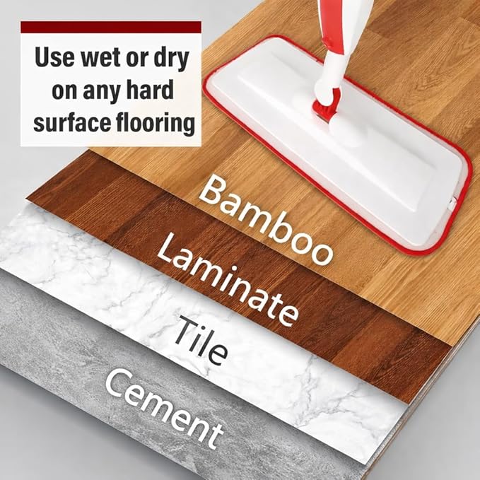 Spray Mop for Floor Cleaning with Refillable Bottle (14 oz) 3 Washable Microfiber Pads &amp Scraper – Lightweight 360° Rotating Mop No Batteries Streak-Free Cleaning for Hardwood Tile &amp Lamin