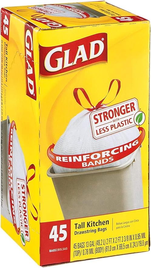 Clorox 78362 Trash Bag 13-gallon Drawstring 2'x2-1/4'x1ml WE