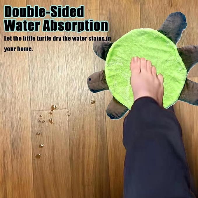 Floor Turtle Foot Mop 12/16/20/24'' Cute Double-Sided Turtles-Shaped Floor Cleaning Pad with Blanket Hands-Free Mop Washable Reusable Foot Cleaner for Dust and Hair Kitchen Bathroom (2Pcs20in)