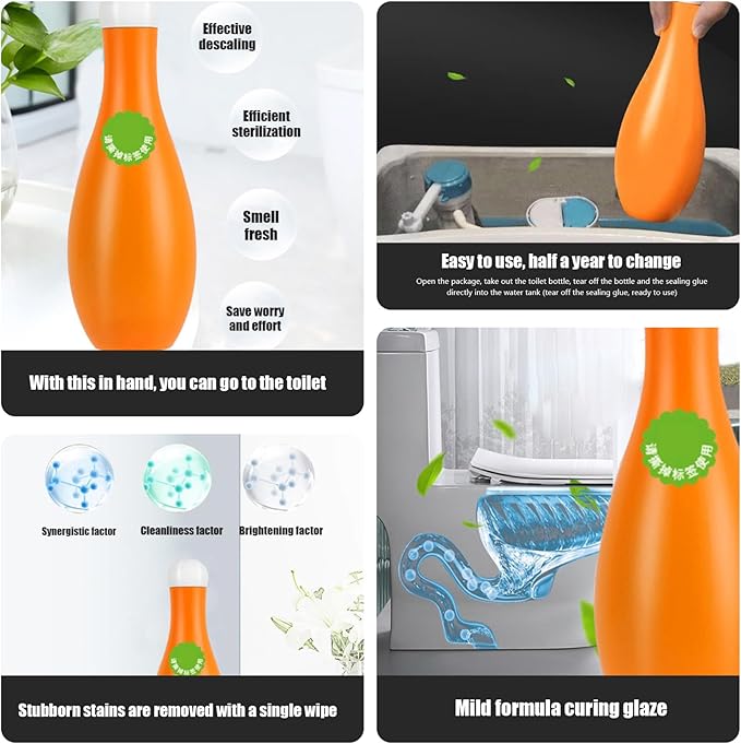 Toilet Tank Cleaner 10Pcs Bowling Toilet Bowl Cleaner In Bottle Effective Cleaning Liquid with Long Lasting Fragrance Deodorizer Bowl L