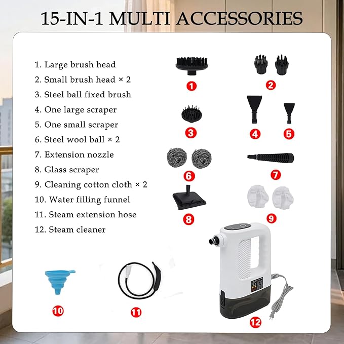 Pressurized Multi-Purpose Natural Handheld Steam Cleaner 15s Instant Heat Portable Steamer with 400ml Large Tank Multi-Surface Deep Cleaning for Home Grout Furniture Couch Car Bathroom Floor