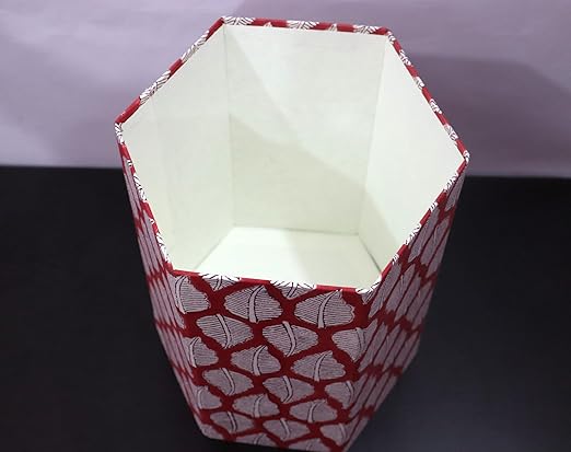 Generic Floral Hand Block Print Paper Dustbin Cotton Printed Wastebasket Indian Vintage Home Decor Hotel Room Decor (1 RED DARK)