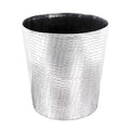 Leather Trash Can Decorative Waste Basket 10L Capacity Small Waste Paper Basket Waterproof Garbage Can for Bathroom Bedroom Office Kitchen and Living Room - Silver