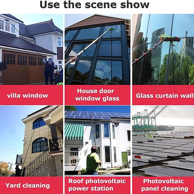 Window Cleaning Water Fed Telescopic Brush Extendable Cleaner Conservatory Roof Cleaning Window Cleaner Kit for Photovoltaic Panel Cleaning Trucks Deck30FT(9M)