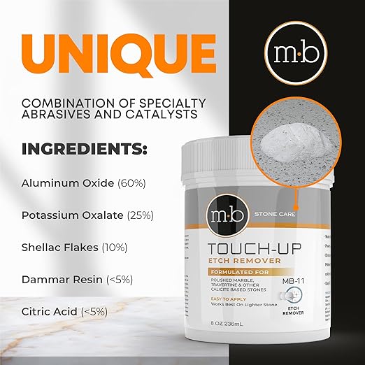 MB-11 Professional Marble Polish Polishing Kit Polishing Powder Etch Remover and Cleaner Quartz Polishing Compound with Microfiber Cloth