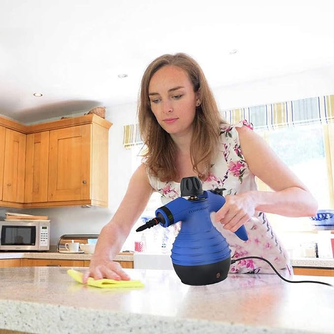 Comforday Handheld Pressurized Steam Cleaner - Multi-Purpose Steamer with 9-Piece Accessories Steam Cleaning Machine for Stain Removal Curtains Car Seats Floor Window (Blue)