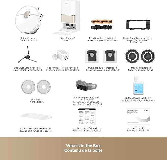 DREAME L50 Ultra Robot Vacuum and Mop White 19500Pa Suction with Auto-Empty and Mop Self-Cleaning Precise Obstacle Avoidance HyperStream Detangling DuoBrush