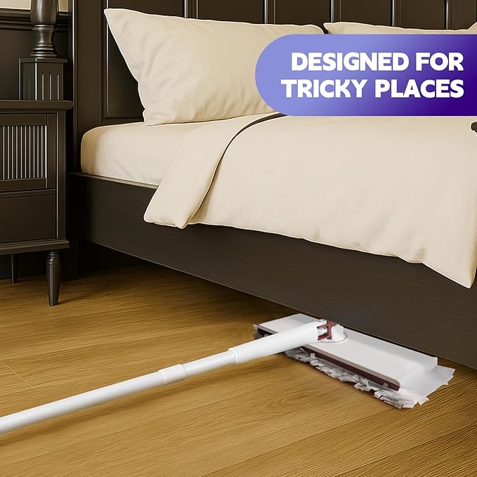 Sweeper Mop for Floor Instantly Attach &amp Remove Cloth Touch-Free Compatible with Swiffer Pads Clamp Dust Mop