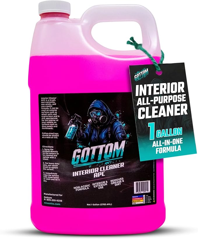 Gottom Interior Cleaner APC - 128 oz Multi-Surface Car Cleaner for Leather Vinyl Plastic Carpet &amp Upholstery - Dashboard &amp Seat Cleaner All-Purpose Interior Detailer for Car Interiors