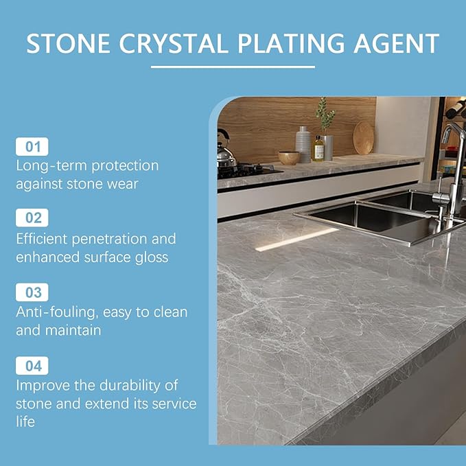 Marble Cleaner &amp Polish - Stone Sealer For Scratch Repair Kitchen Tile Countertop Protection Transparent Coating(2PCS)