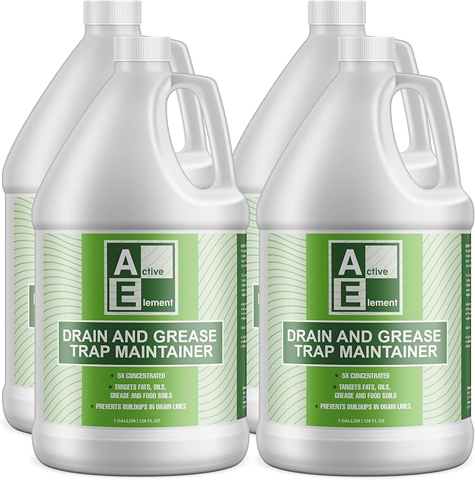 Drain and Grease Trap Maintainer- 4 Gallon (Contains 512 Treatments) - Biological Formula - Breaks Down Fats Oils and Grease - Grease Traps Drain Septic Systems Sewers- Deodorizer