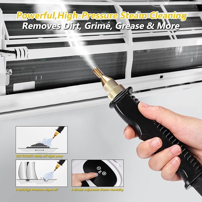 Handheld Steam Cleaner 2500W Portable Steamer For Cleaning Car Detailing and Grout 15s Heat-Up 1.5L Tank Pressurized Steam Cleaner for Home Use &amp all Surfaces