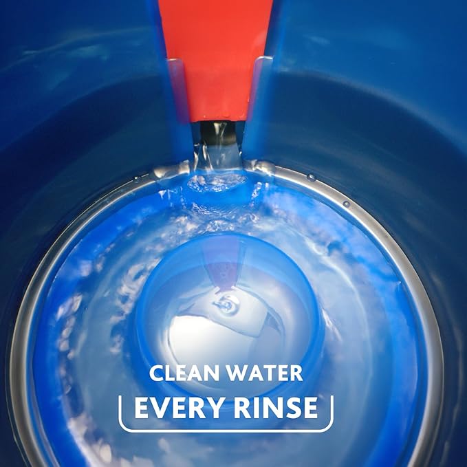 O-Cedar RinseClean Spin Mop &amp Bucket System + 2 Extra Mop Heads| Clean with Water | Removes 99% of Bacteria