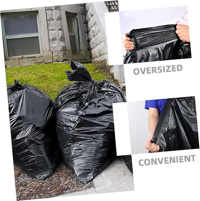50pcs Heavy Duty Garbage Bags Large 80x100cm Contractor Trash Bags for 100l Kitchen Outdoor Lawn and Commercial Waste Disposal