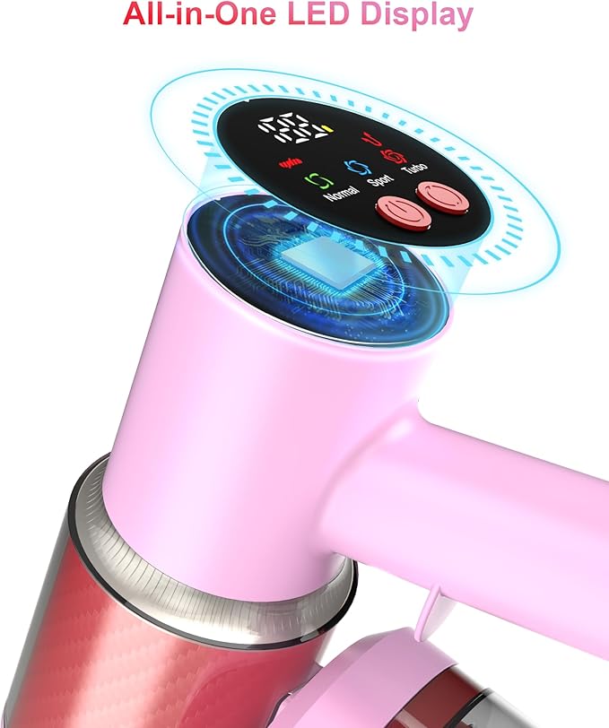 Pink Cordless Vacuum Cleaner 45Kpa/550W/60 Mins Runtime Stick Vacuum with Self-Standing and Touch Screen Anti-Tangle Wireless Vacumm Vacuum Cleaners for Home/Pet Hair/Carpets/Floors