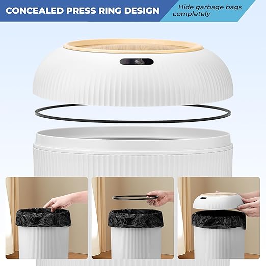 Pukomc 2 Pack Automatic Trash Can 12L /3 Gallon and 10L /2.64 Gallon Bathroom Trash Bin with Lid Touchless Small Smart Motion Sensor Garbage Cans for Kitchen BathroomLiving Room and Bedroom