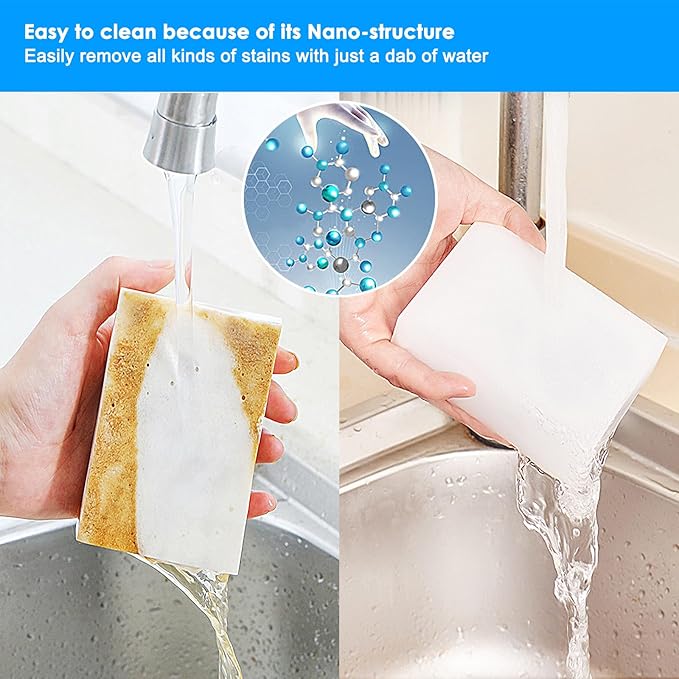 100 Pack Magic Sponge Eraser Premium Reusable Melamine Sponges Powerful Cleaning for Kitchen Bathroom Walls Shoes Electronics Household Cleaning Kitchen Dish Sponges. Durable &amp Not Easily R