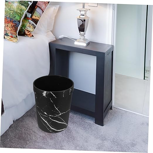 GLEAVI Elegant Marble Pattern Trash Can Medium Wastebasket for Office Bathroom and -Saving Design for Modern Interiors Versatile Garbage Bin for Home Use