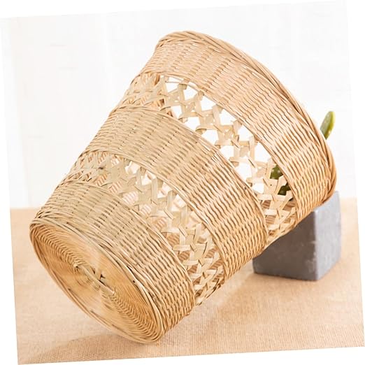 Rustic Style Woven Trash Storage Basket Multifunctional Wastebasket for Bedroom Office Sundries Organizer