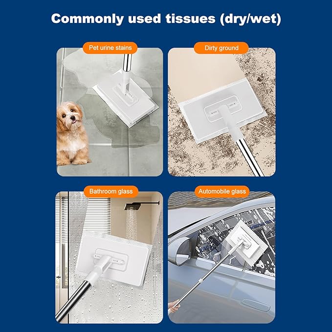 Snap Grip Mini Dry &amp Wet Mop for Multi-Surface with 5 Cloths