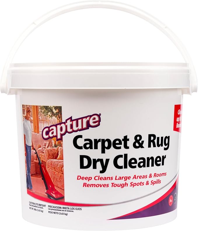 Capture Carpet &amp Rug Dry Cleaner w/Resealable lid - Home Car Dogs &amp Cats Pet Carpet Cleaner Solution - Strength Odor Eliminator Stains Spot Remover Non Liquid &amp No Harsh Chemical (8 Po