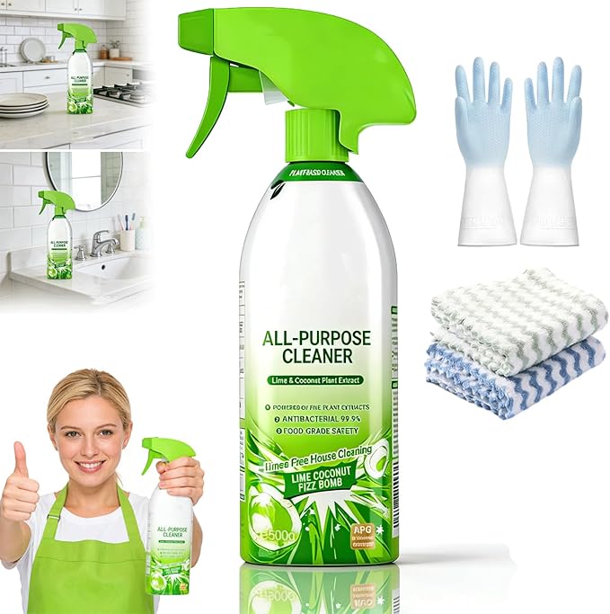 2026 Multi Surface Cleaner Spray 500g Lime Coconut Deep Clean Spray Quick-Easy Stain Removal (1Set)