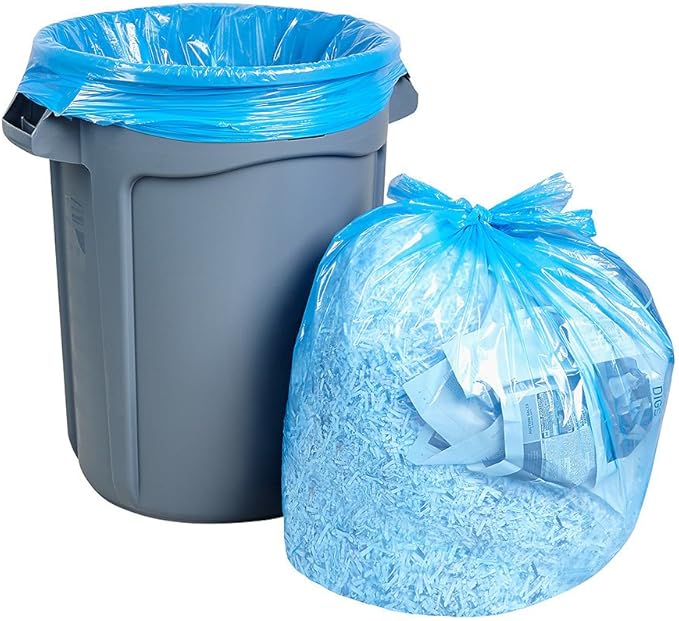 33 Gallon Trash Bags Blue Heavy Duty (Value Pack 100 Count w/Ties) Large Garbage Bags for 30–32–33 Gallon Trash Cans Recycling and Commercial Use