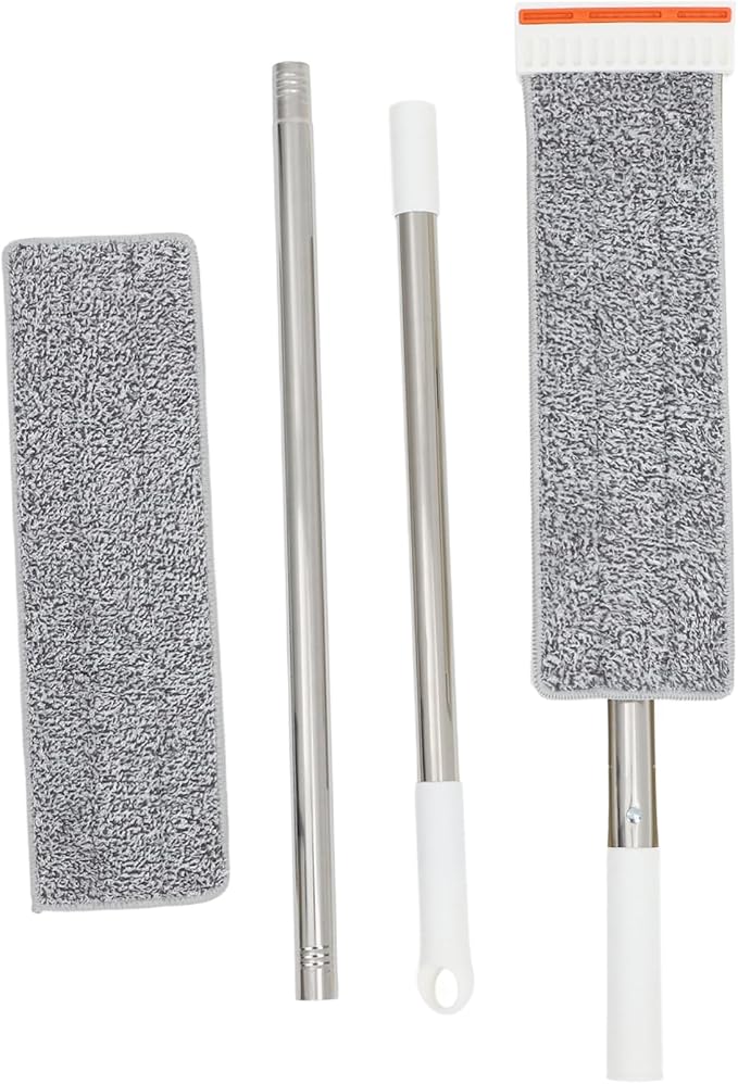 BESTYASH 36cm Self-Washing Flat Mop Set with 3 Microfiber Pads Dual Use Wet/Dry Cleaning Mop for Household Floors Easy Squeeze Design for Quick Drying and Convenience