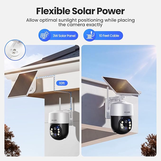 SOLIOM Security Cameras Wireless Outdoor4K Ultra HD for Day and Night No SubscriptionBuilt in RadarSolar Powered Cameras for Home Security 360° Pan Tilt Auto Tracking5G &amp 2.4G WiFi 2-Cam Ki
