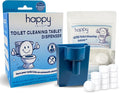 Happy Toilet Cleaner - Automatic Toilet Bowl Cleaner Toilet Tablet Holder &amp 12-Pack Ultra-Strength Cleaner Tablets - Easy to Install Self-Cleaning Toilet System Deep Clean with Every Flush