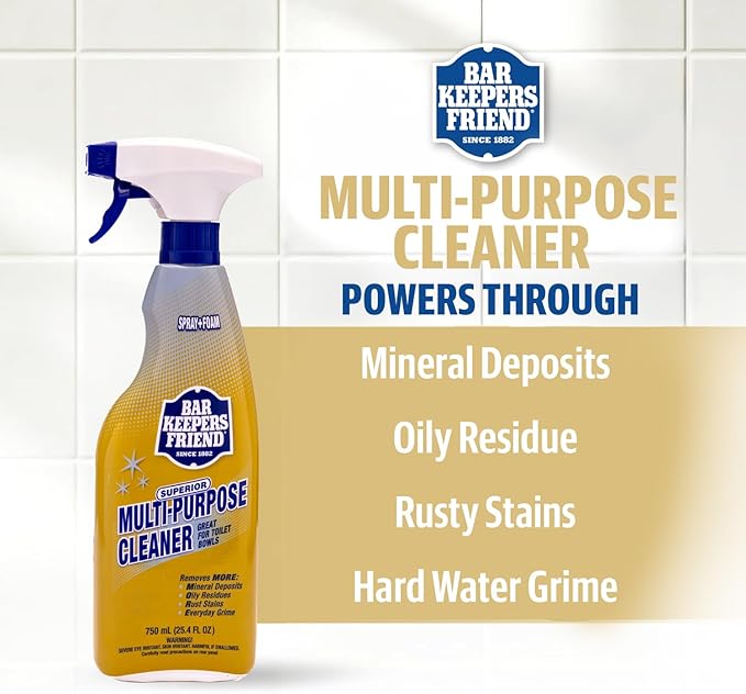 Bar Keepers Friend Soft Cleanser (26 oz) MORE Spray + Foam (25.4 oz) Multipurpose Cleaner Bundle Stain &amp Rust Remover for Multi Surface Bathroom Kitchen &amp Outdoor Cleaning