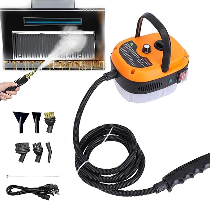 Versora Pro Car Steam Cleaner 2500w High-Temp Portable Machine Handheld High-Temp Pressurized Steam Cleaner Steamer for Home Car Detailing (Orange)