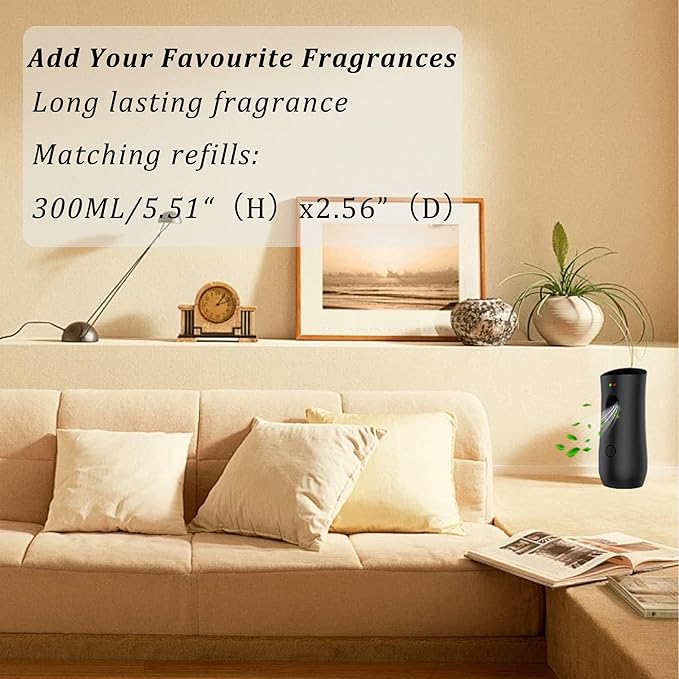 Automatic Air Freshener Spray Dispenser (4-Pack) Free Standing or Wall Mounted Adjustable Aromatherapy Machines for Home Indoor Bathrooms Offices Hotels and Commercial Places (Black 001)