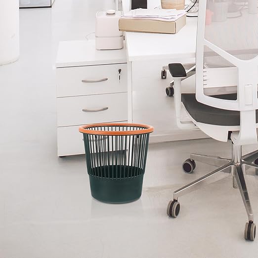 Rubbish Storage Can Garbage Container 26.5X26.5Cm Nordic Green Round Open Wastebasket Household Trash Can for Kitchen Bathroom Office