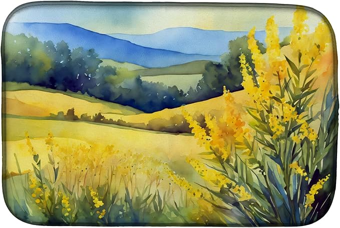 Caroline's Treasures DAC1656DDM Kentucky Goldenrod in Watercolor Dish Drying Mat Absorbent Dish Drying Mat Pad for Kitchen Counter Dish Drainer Mat for Countertop 14 x 21 Multicolor
