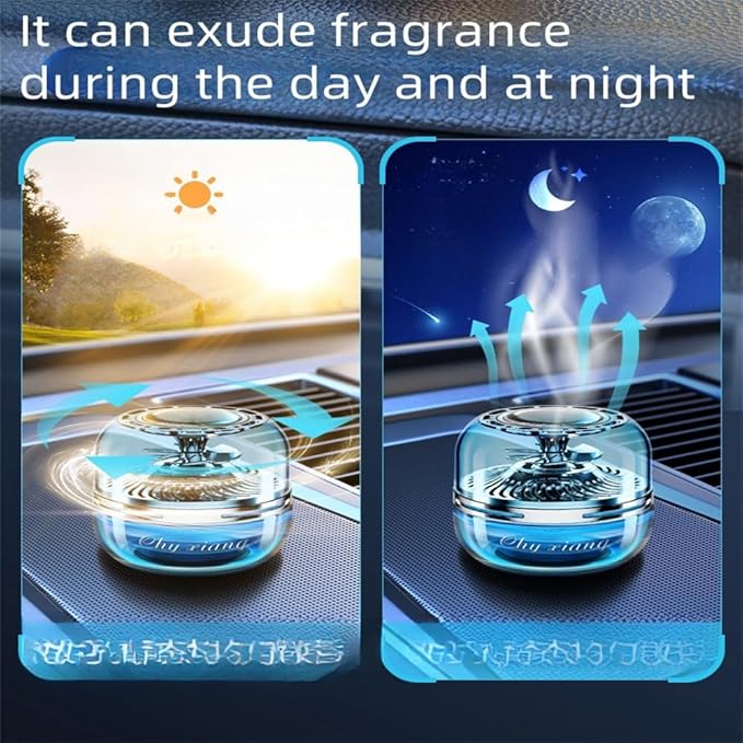 1 Air Freshener Solar Car Perfume Seat Light Energy Sensing Rotating Perfume Essential Oil Perfume Car accessories Bring You Comfortable Driving Usually Lasting About 3 months (Black Gardenia)