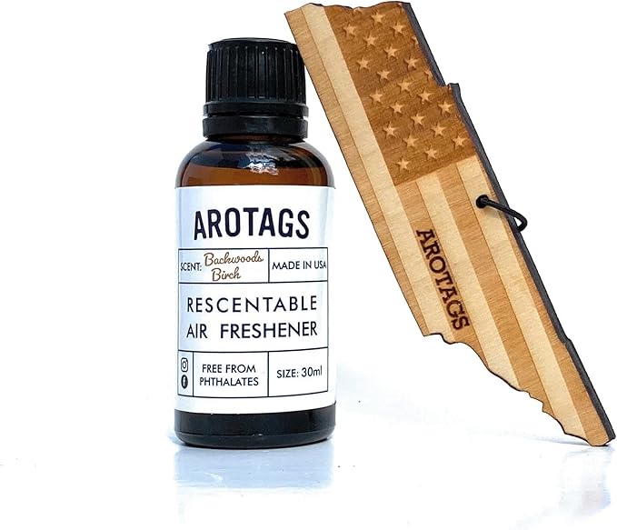Arotags Car Air Freshener - Reusable Wood Diffuser - Hanging Odor Eliminator - Tennessee Patriot - Cool Breeze Scent