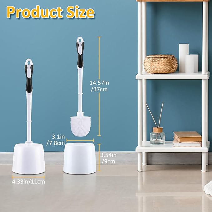 Tioncy 6 Pack 14.96 Inches Toilet Brush with Holder Toilet Bowl Brush and Caddy Set Stiff Bristles Scrubber for Bathroom Cleaning Supplies (BlackWhite)