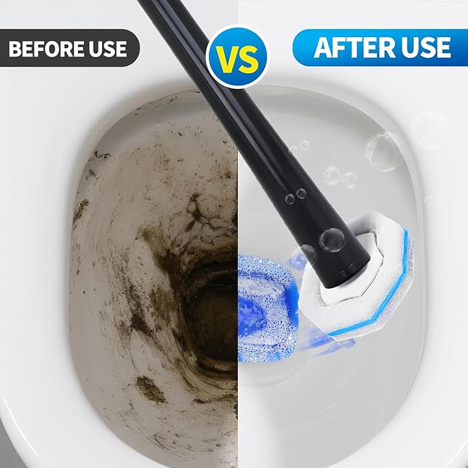 Disposable Toilet Bowl Brush with 36 Toilet Wand Refills Pads Replacement Heads Toilet Cleaning StickToilet Bowl Cleaner Wands Holder and Set Toilet Cleaning System Starter Kit