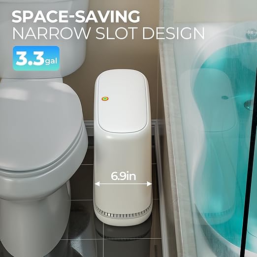 CTIME Small Bathroom Trash can with lid and Disposable Toilet Brush Set