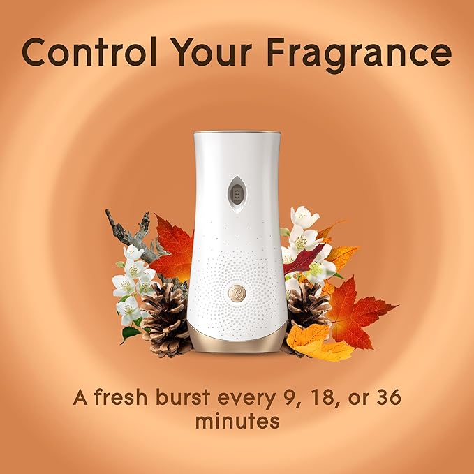 Glade Automatic Spray Refill and Holder Kit Air Freshener for Home and Bathroom Cashmere Woods 6.2 Oz 6 Count