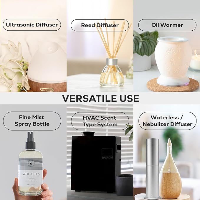 Aroma Country White Tea Diffuser Oil - Luxury Essential Oils for Diffuser Refill &amp Air Freshener Room Spray Long-Lasting Natural Home Fragrance and Hotel Scent for Diffusers &amp Machines (8.5