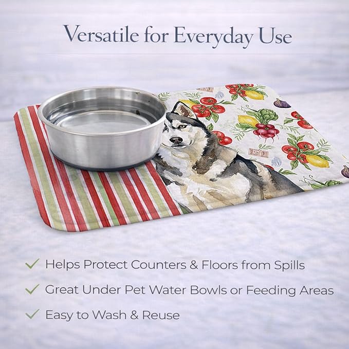 Caroline's Treasures Agouti Siberian Husky Vegetables Dish Drying Mat Absorbent Dish Drying Mat Pad for Kitchen Counter Dish Drainer Mat for Countertop 14 x 21 Multicolor