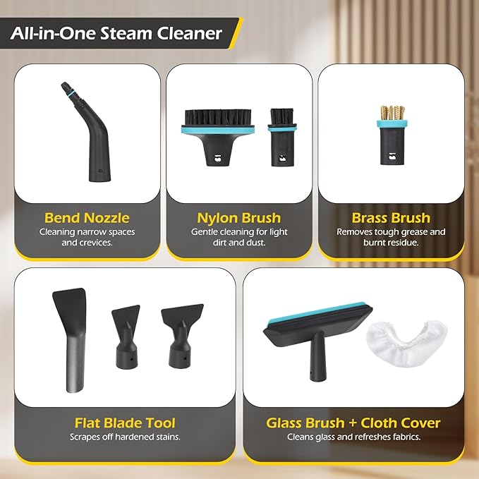 Dyna-Living Engine Steam Cleaner Handheld Steamer for Cleaning Portable Steamer for Car Detailing Home Floor Carpets Tile
