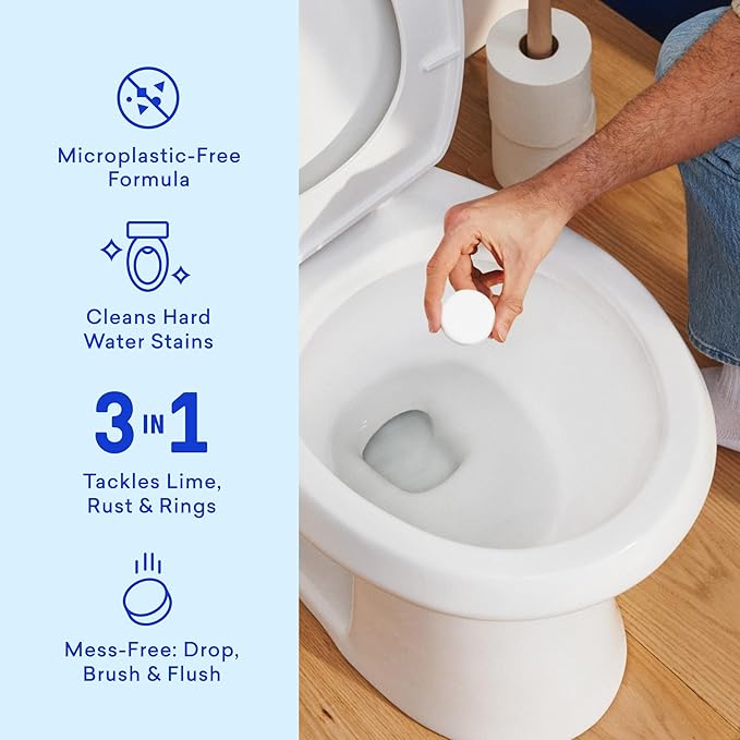 BLUELAND Toilet Bowl Cleaner Tablets Starter Set 14 Count with Tin Lemon Cedar Plastic-Free No Harsh Chemicals Plant-Based