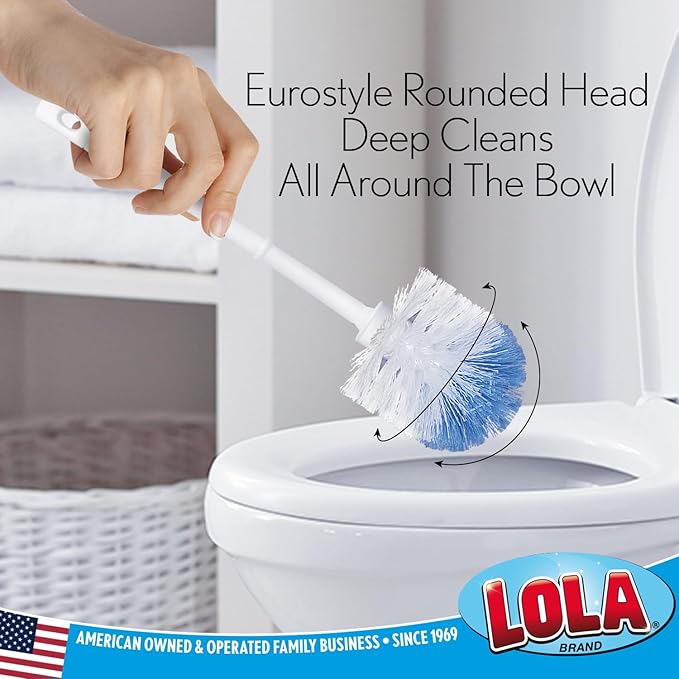 LOLA Classic Toilet Brush 6 Pack Durable Fiber Stiff Bristles Compact Size Non-Scratch Long-Lasting