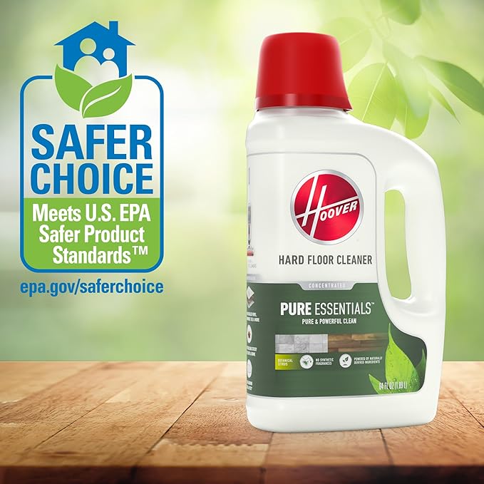 Hoover 64 oz Pure Essentials Hard Floor Cleaner Solution for Sealed Hard Floors Botanical Citrus Scent Full Strength Cleaning Made From Plants AH31465