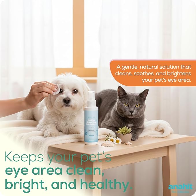 Dead Sea Mineral Tear Stain Remover for Dogs &amp Cats-Natural Eye Cleaner with Aloe Vera &amp Chamomile Gentle Formula for Sensitive Pets Precise Applicator Daily Use for Bright Eyes