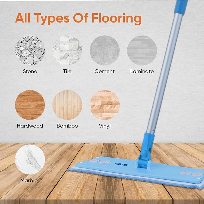 Superio Telescopic Miracle Mop with dusting and Mopping pad Refills Kitchen and Bath Cleaning for Hardwood Floors Ceramic Tiles Linoleum